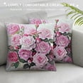 thumbnail image 3 of JRXY Throw Pillow Covers, Floral Decorative Cushion Flower Pillow Cases, Pink Rose Pillow Cases for for Summer Spring Wedding White, 3 of 5