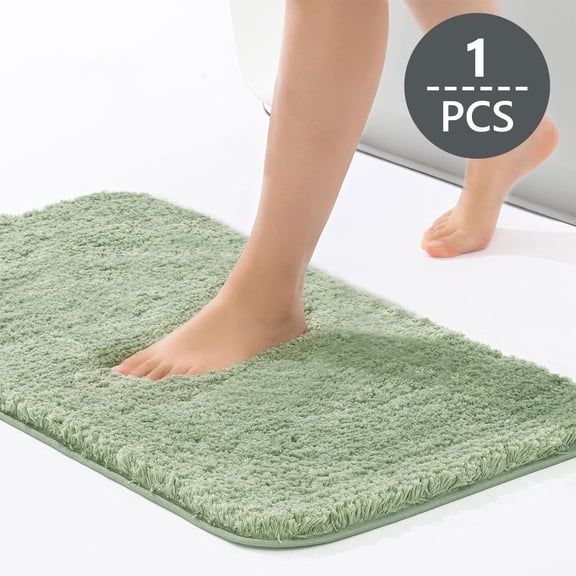 Tripumer Microfiber Bathroom Mat Shaggy Bathroom Rug Soft Plush Mat 16 x 24 inch Bathroom Rug Extra Soft Mat Water Absorbent Machine Washable Thick Plush Rugs Non Slip Dries Quickly Light Green