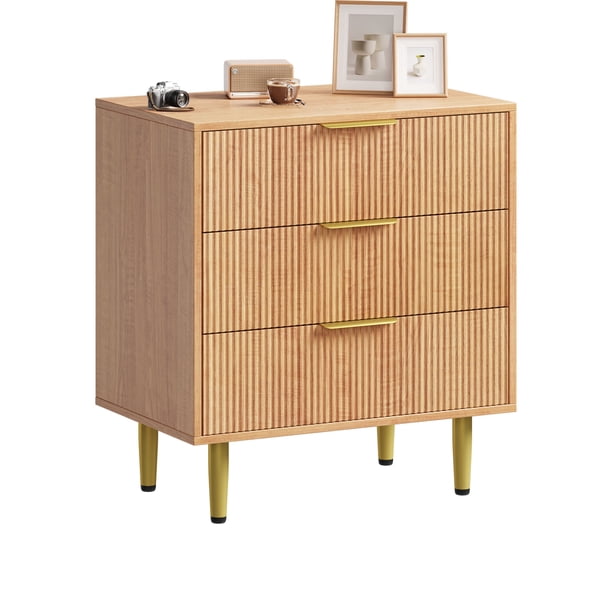 Yeshouse Cómoda de 3 cajones para dormitorio, de madera de 70 cm, con tirador de metal dorado, organizador de gran capacidad para recibidor y recibidor, fácil de montar