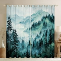 Manfei Farmhouse Nature Scenery Curtains Pack of 2 (42x84 Each), Teal Rustic Watercolor Curtains Blackout, Teen Kid Adult Bedroom Curtains, Curtains and Drapes Bedroom Decor