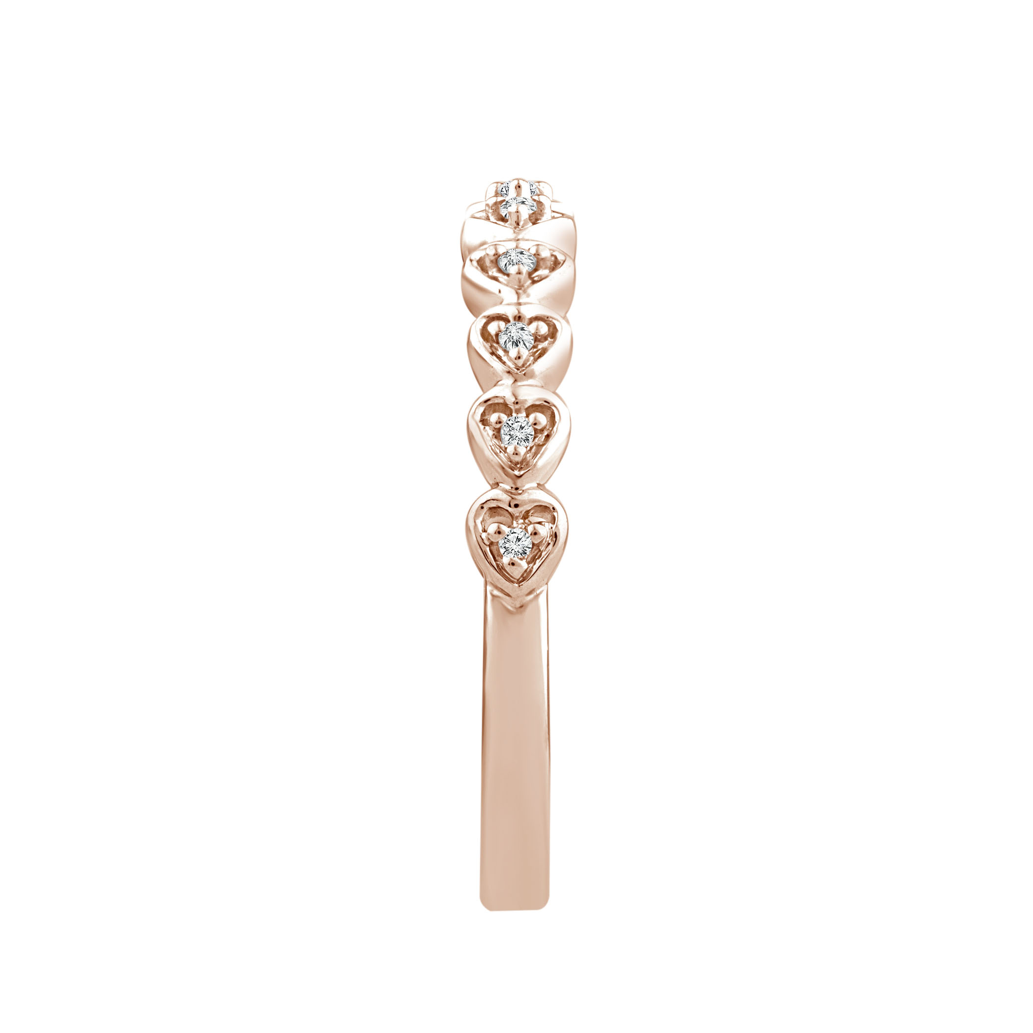 Color of Love 0.05 Carat T.W. Diamond Stackable Band in 10K Rose Gold with Garland of Mini Hearts (I-J,I3)