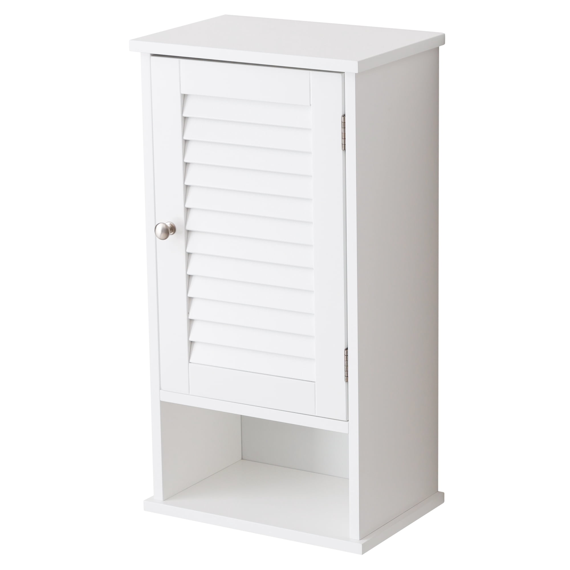 OONNEE Slim Medicine Cabinet, 3 Tier Hanging Cabinet with Single Louvered Door, Open Shelf,  Small Wall cabinet for Home Bathroom Bedroom Laundry, White