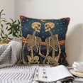 thumbnail image 6 of Fotbe Romantic Skeletons Under Moon Pattern Velvet Decorative Throw Pillow Covers with Elegant Piping, Soft Plush Cushion Cover for Sofa, Bed, Car, Office-16"x16", 6 of 8