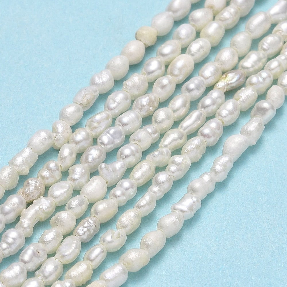 2strands Natural Cultured Freshwater Pearl Beads Strands Rice Linen 1.7~2x2.3~3mm Hole: 0.5mm about 65pcs/strand 12.80~12.99 inch(32.5~33cm)