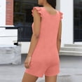 thumbnail image 3 of POIUYTR Women Summer Casual Jumpsuit Loose Ruffle Sleeveless Romper Vacation Straight Leg One-Piece Shorts, 3 of 5