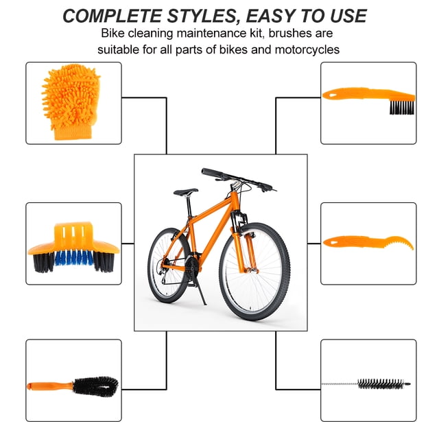 UPGRATOR 8 Pcs Bike Chain Cleaning Tools Kit Nylon Material for Cyclists