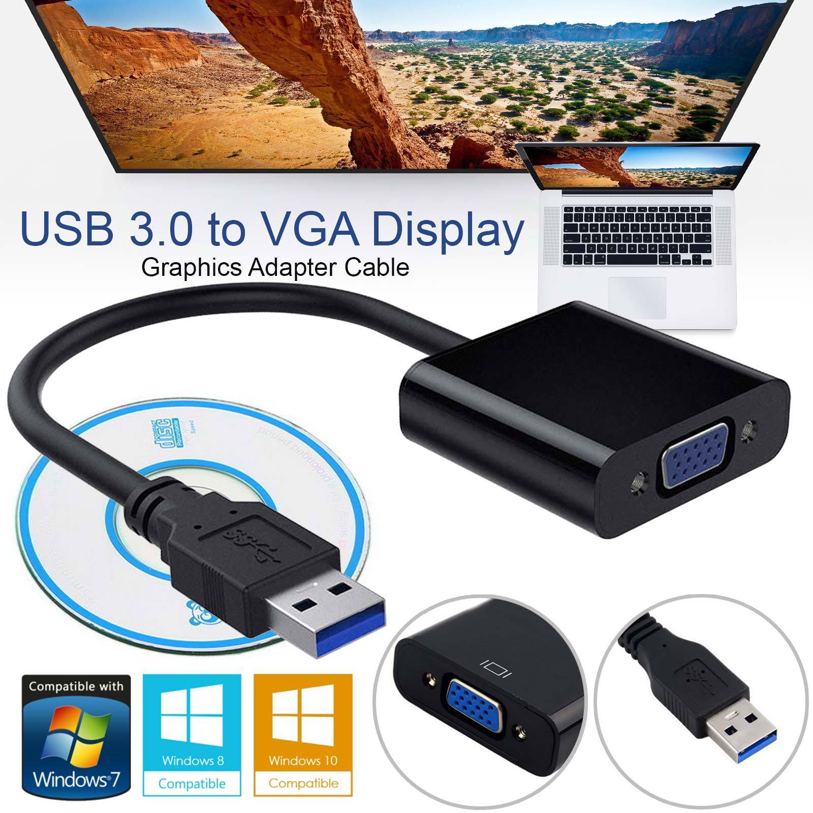 USB 3.0//2.0 to VGA Adapter for Windows XP//7//8//8.1//10 Desktop Laptop PC to Monitor Projector HDTV USB to VGA NOT Support Mac /& Linux