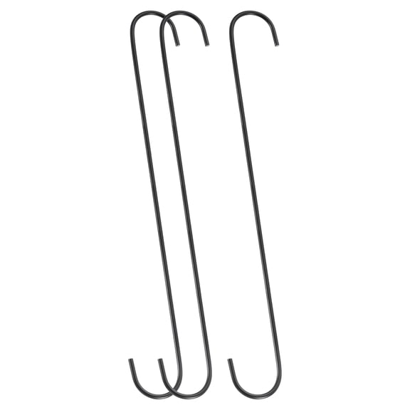 3Pack S Hooks for Hanging, 19.7 Inch Extra Long Iron Hangers, Black