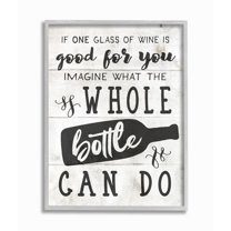 Stupell Industries Glass or Bottle of Wine Rustic Quote Alcohol Humor Framed Wall Art Design by Daphne Polselli, 16" x 20", Gray Framed