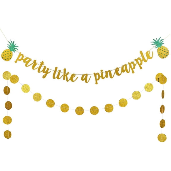 Party Like A Pineapple Banner Tropical Pineapple Garland Banner Summer Pool Beach Banner for Tropical Hawaii Theme Birthday Party Supplies
