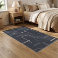 thumbnail image 2 of ODIKA 5'x7' Grey Abstract Geometric Lines Dots Modern Washable Area Rug Contemporary Minimalist Design with Rectangular for Dining Room, Under Table, Home Office, Non-Slip Chair-Friendly, 2 of 7