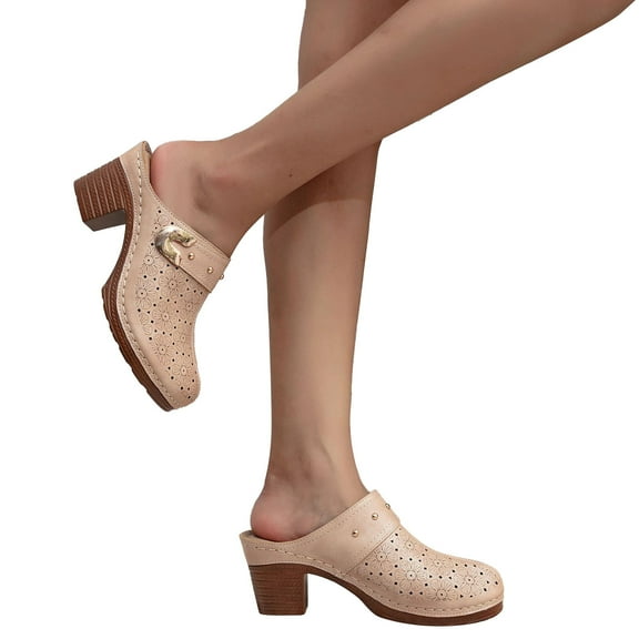 Dakaela Womens Heel Mules Closed Toe Backless Slip on Clogs Casual Orthopedic Loafer Shoes