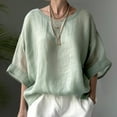thumbnail image 2 of ZZwxWA Womens 2025 Summer Spring Tops 3/4 Sleeve Casual Loose Tunic Flowy Blouses Cotton Linen Tops Oversized Linen Shirts, 2 of 6