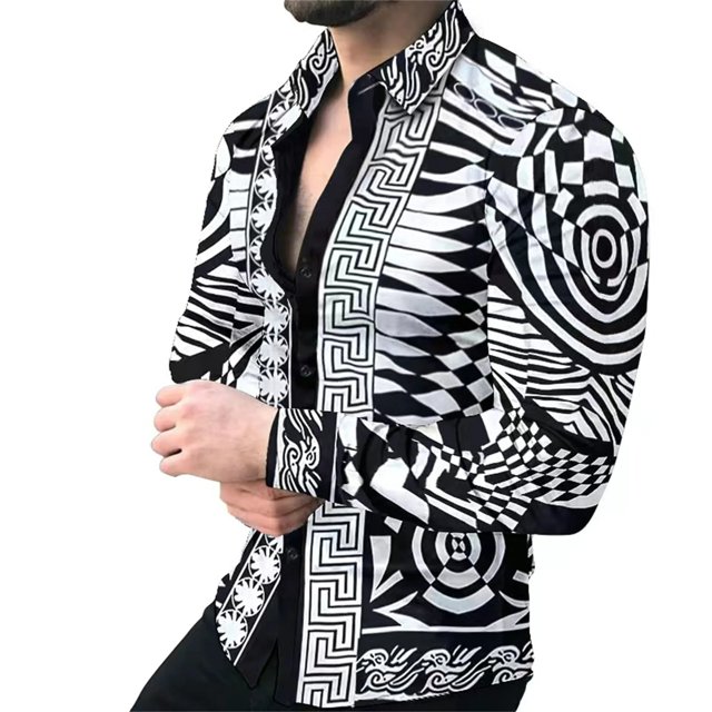 Chemise pour Homme Rétro Street 2024 Printemps/été Automne/hiver Mode Chemise pour Homme Imprimée 3D Manches Longues Haut à Boutons