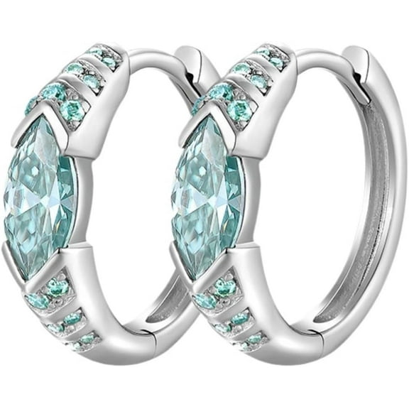 18K Gold Plated 925 Sterling Silver Blue Moissanite Earring Lab Diamond Hoop Earrings Moissanite Hoop Earrings for Men Women Bridal Earrings for Wedding