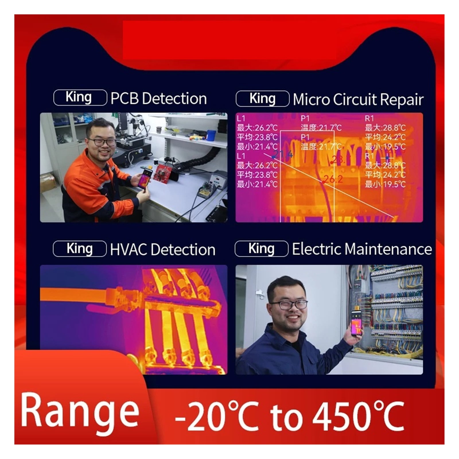 Thermal Imaging Camera, Mobile Phone Infrared Thermal Imager Thermometer Industrial Inspection Thermal Camera