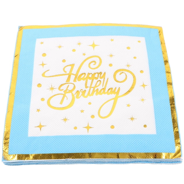 KAKOWELY 16 servilletas de papel con estampado en caliente para fiestas de cumpleaños, bodas y festivales (azul)