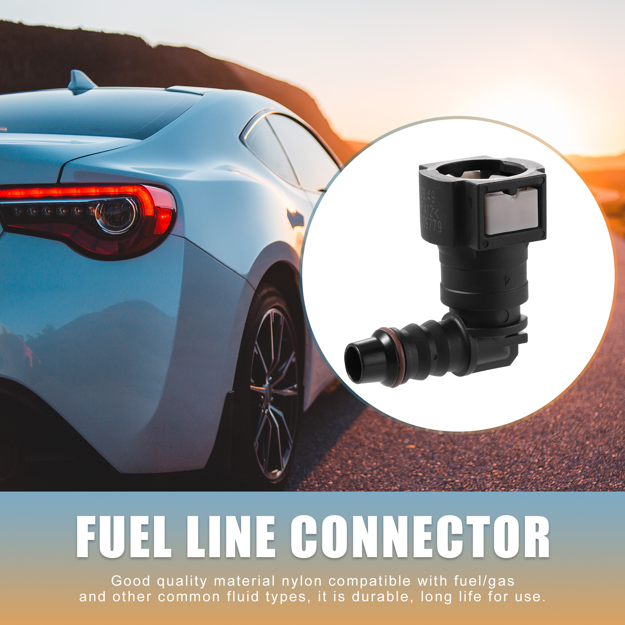 Unique Bargains Car 3/8 Fuel Line Quick Connector Nylon Hose Pipe Quick Release 90 Degree