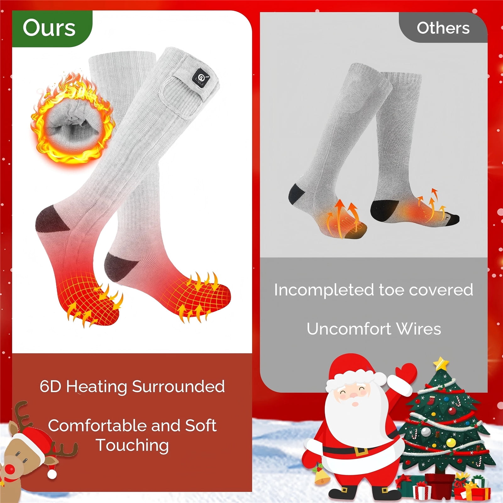 SAVIOR HEAT Heated Socks for Men Women Rechargeable Battery Electric Socks Winter Foot Warmer Outdoor Skiing Hunting Fishing