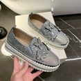 thumbnail image 4 of Silver Women Rhinestone Slip-On Shoes Round Toe Shallow Thick Bottom Comfortable Casual Wear, 4 of 9