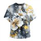 thumbnail image 3 of Camisetas Casuales de Mujer con Cuello en V de Manga Corta Suelta de Moda Botón de Verano Impreso Poliéster para Uso Diario Casual, 3 of 5