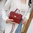 thumbnail image 3 of Women Handbag Rhombic Pattern Textured Long Strap Portable Korean Style Gifts Faux Leather Solid Color Ladies Crossbody Wallet Tote Bag Daily Use, 3 of 10