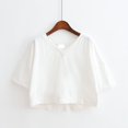 thumbnail image 4 of Camisetas de color sólido para mujer, camisetas de manga corta de verano 2024, tops sexis con escote en V y espalda descubierta, camisetas casuales holgadas para mujer, 4 of 5