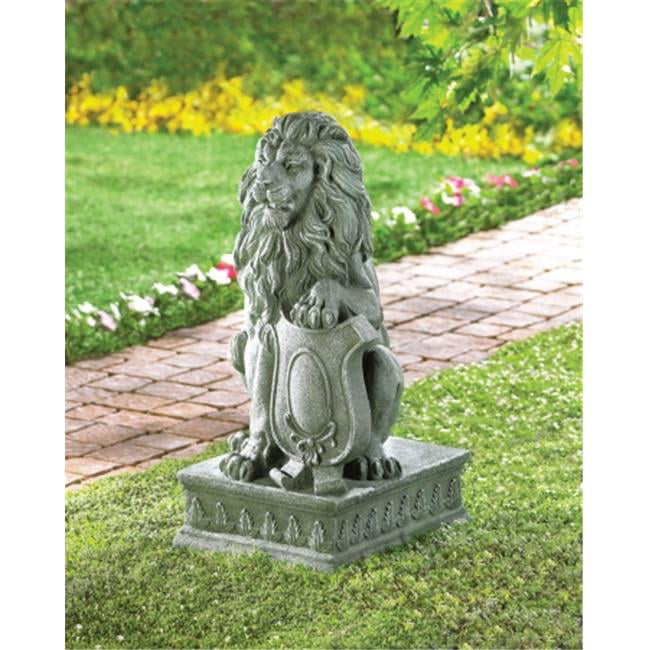 Free Standing 19-in H Durable Rope Edge Bench with Lion Legs Garden Statue 