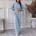 thumbnail image 4 of HAiming Women 2 Piece Lounge Sets Plus Size Cotton Linen Button down Long Sleeve Shirt and Pant Casual 2PCS Outfit Set, 4 of 7