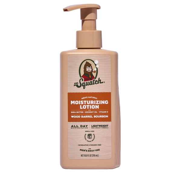 Dr. Squatch Wood Barrel Bourbon Natural Moisturizer Hand Lotion & Body Lotion for Men, 10 fl oz