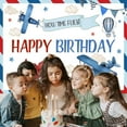 thumbnail image 4 of Airplane Cool Happy Birthday Backdrop Red Blue Airplane Boys Birthday Party Photography Background How Time Flies Happy Birthday Decorations Kids Portraits Banner Photo Studio Props, 4 of 5