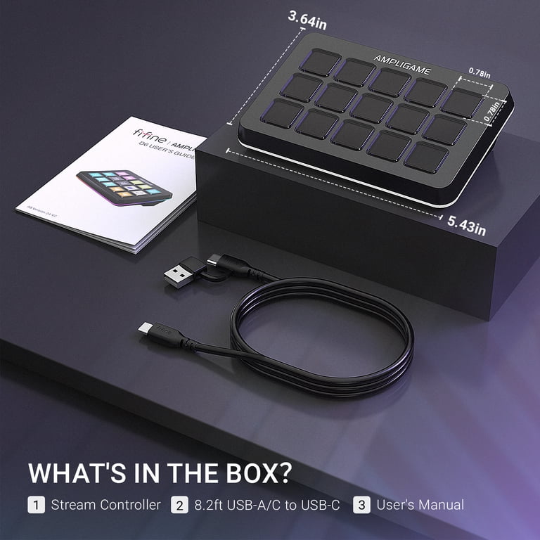 FIFINE D6 Stream Controller with 15 Customizable Macro Keys