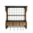 thumbnail image 1 of Brown Metal And Wood Wall Organizer With Hooks Wood Organizer, 1 of 1