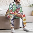 thumbnail image 7 of Honeii Travel Stamp Pattern Mens Pajamas Set,2pcs Men's Lounge Long Sleeve Sleep Shirt and Pajama Bottoms Sleepwear Set,Mens Pjs Sets-Medium, 7 of 7