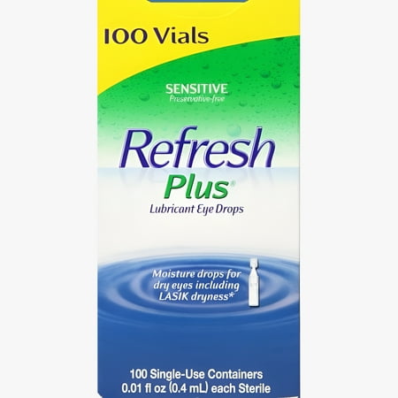 Allergan Refresh Plus Eye Single-Use Vials 1 Pack (100 ct), Clear