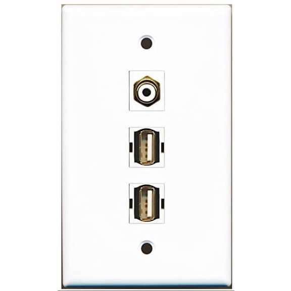 RiteAV - 1 Port RCA White 2 Port USB A-A Wall Plate