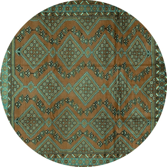 Ahgly Company Indoor Round Persian Turquoise Blue Traditional Area Rugs, 8' Round
