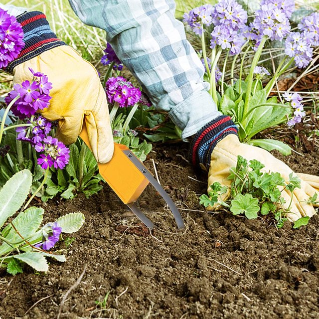 Herramienta extractora Jadeshay Garden Bandit Hand Loop Weeder Grado profesional Amarillo Rojo 25 × 4 × 1 cm