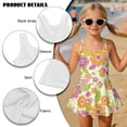 thumbnail image 6 of Xixirimido Colorful Boho Floral Print Girls One-piece Swimsuits Sleeveless Swimwear with Skirt & Built-in Shorts Hawaiian Beach Vacation Modest Bathing Suit, 3-4 Years, 6 of 7