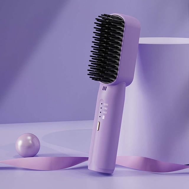 Portable Negative Hair Straightening Comb Inner Button Flip Out Straight Hair Lazy Worker Student Straight Hair Straight Board Clip Straight Hair Comb