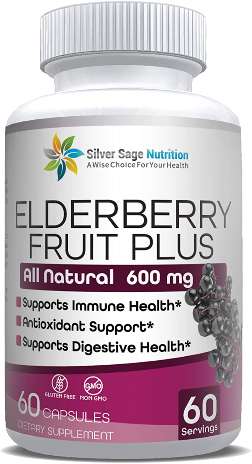 Silver Sage Nutrition All Natural 600mg Elderberry Fruit Plus Immunity