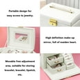 thumbnail image 5 of Women's Jewelry Box, Senior PU Leather, 3 Layer Medium Sized Jewelry Storage Box with Lock, Portable Travel Jewelry Case Multifunctinal Organizer for Earrings Bracelets Rings, 5 of 6