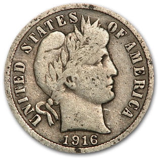 1916 Barber Dime Good/VG