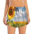 thumbnail image 2 of Daiia butterfly and sunflower Pattern Women's 2 in 1 Running Shorts - Lightweight Athletic Workout Gym Yoga Shorts Liner with Phone Pockets-Large, 2 of 7
