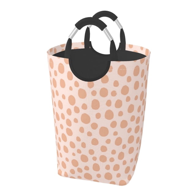 DouZhe 50L Rectangular Laundry Basket, Modern Animal Spots Yellow Prints Waterproof Foldable Laundry Hamper with Aluminum Handles