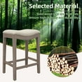 thumbnail image 2 of Westice Bar Stools Set of 2, Counter Height Stools Saddle Seat, 27” Vintage Linen Fabric Chairs with Wood Legs and Nailhead Upholstered Seat for Kitchen Island, Beige, 2 of 9