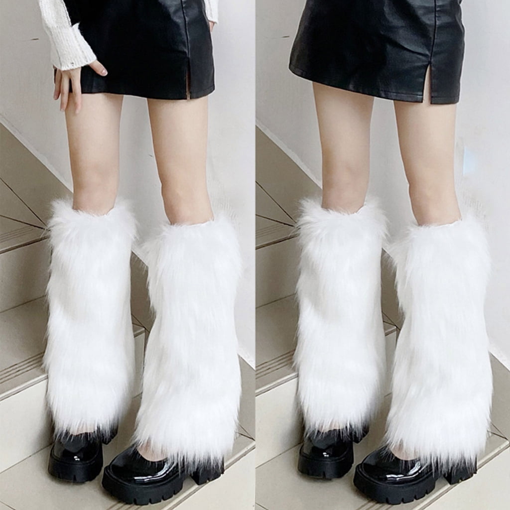 Yokua Women Girls Gothic Vintage Faux Fur Leg Warmer Winter Boots