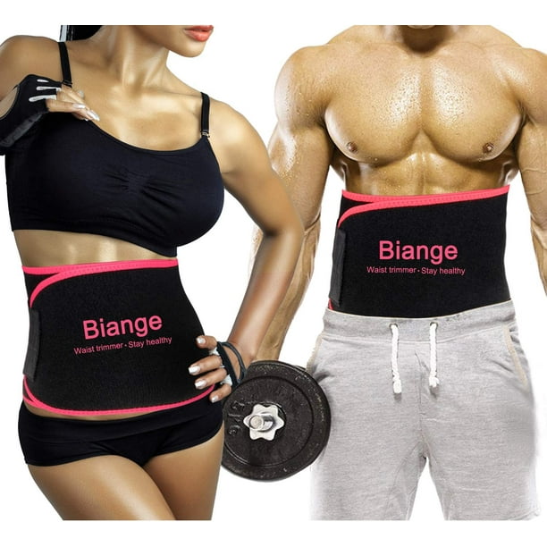 KSCD Waist Trimmer for Women Men Sweat Band Waist Trainer Belt, Stomach  Wraps Sauna Belt, Neoprene Ab Belt - with Mesh Bag 1 * Pink & Black XL(50''  x