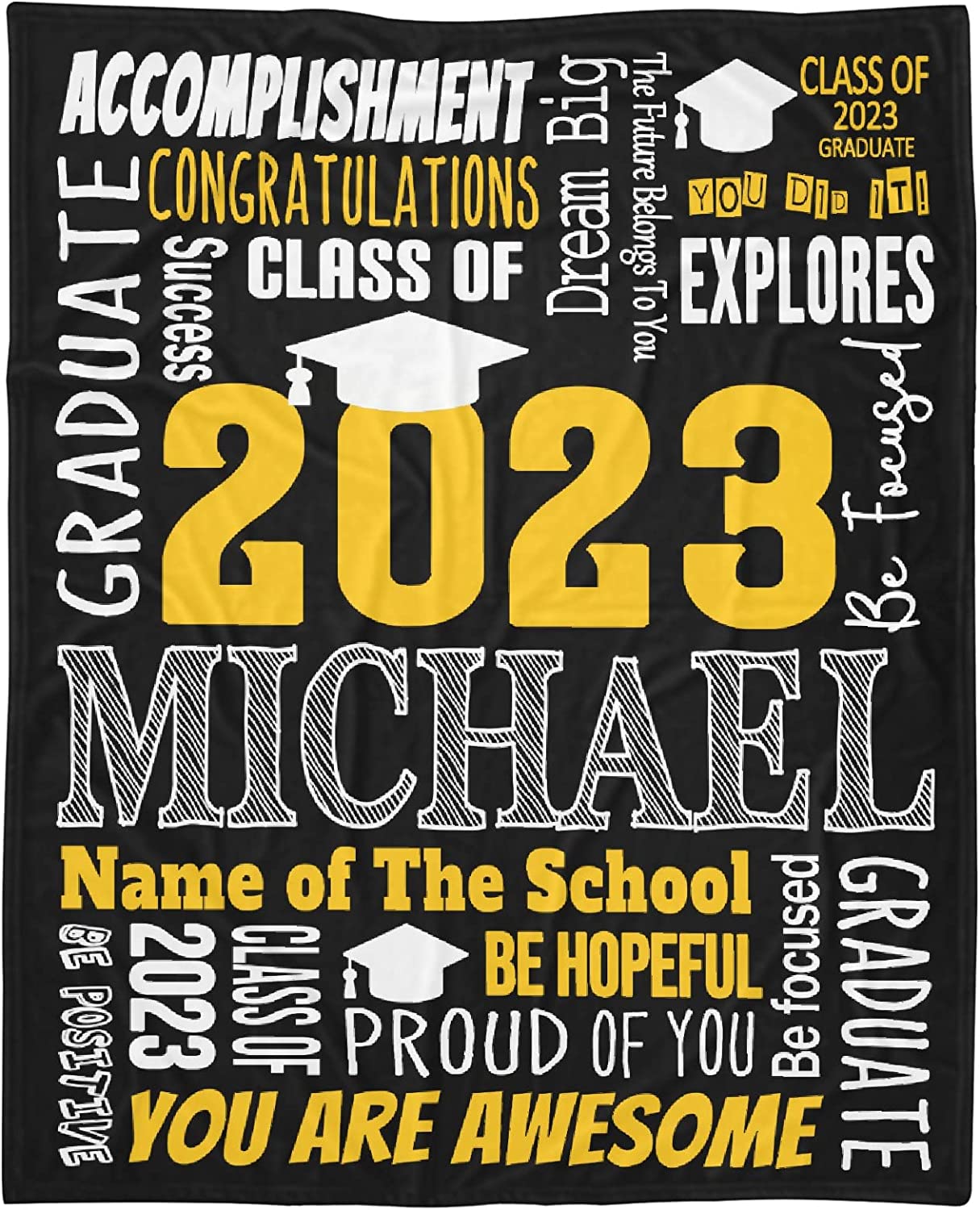 Custom Class of 2023 Graduate Blanket Personalized Senior 2023 Name