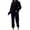 Black, variant on Kmdttou Up to 30% off! Women's Fashion Solid Color Casual Loose Button Sports Long Sleeve Pants Hoodie Set on Clearance!